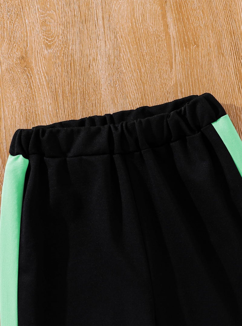 Hilinker Girls Graphic 3 Piece Outfits Workout Hoodie Crop Tank and Sweatpants Set Green Black LA 9-10 Year - Image 5