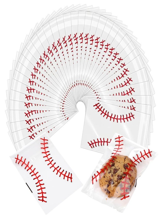 Epakh 200 Pcs Baseball Party Favor Bags Cellophane, Baseball Snack Bags for Team Self-adhesive, Clear Cookie Treats Candy Bag for Sport Teams Birthday Theme Party Supplies - Image 1