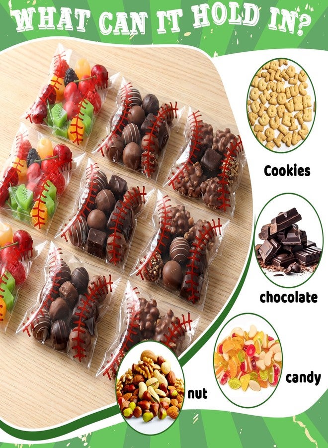 Epakh 200 Pcs Baseball Party Favor Bags Cellophane, Baseball Snack Bags for Team Self-adhesive, Clear Cookie Treats Candy Bag for Sport Teams Birthday Theme Party Supplies - Image 2