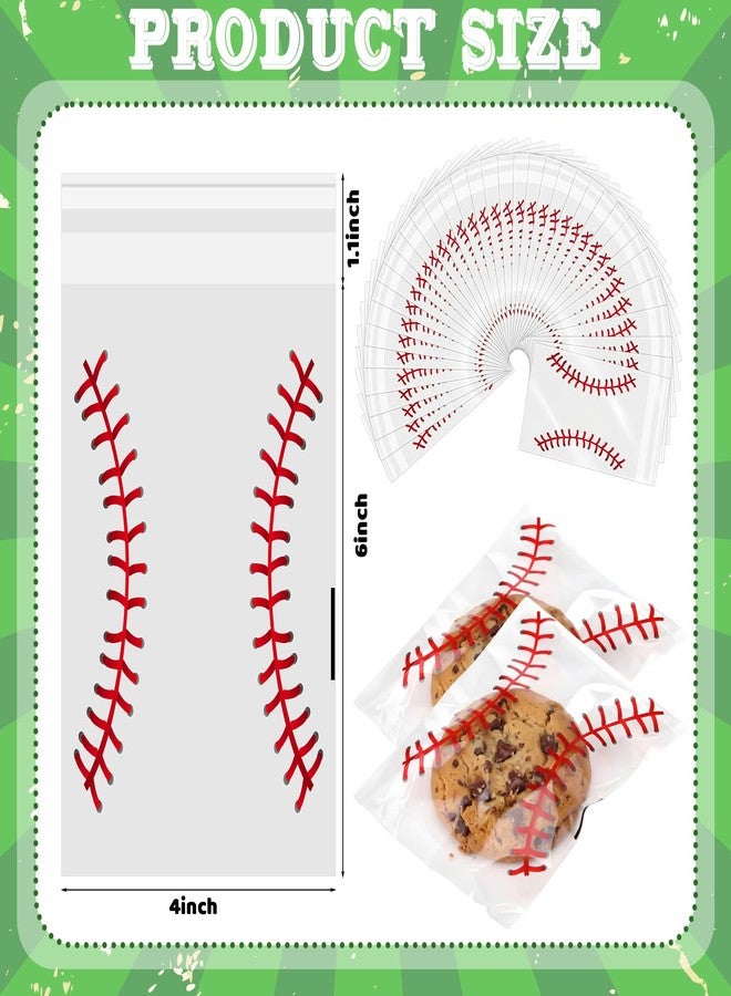 Epakh 200 Pcs Baseball Party Favor Bags Cellophane, Baseball Snack Bags for Team Self-adhesive, Clear Cookie Treats Candy Bag for Sport Teams Birthday Theme Party Supplies - Image 3