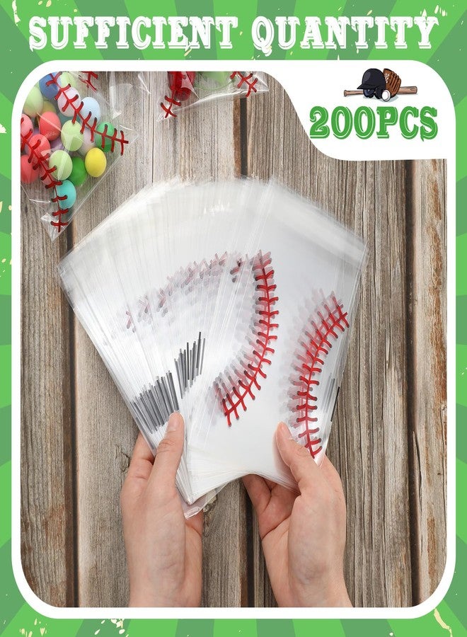 Epakh 200 Pcs Baseball Party Favor Bags Cellophane, Baseball Snack Bags for Team Self-adhesive, Clear Cookie Treats Candy Bag for Sport Teams Birthday Theme Party Supplies - Image 5