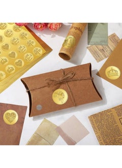Chinco 500 Pieces Gold Embossed Envelope Seals Stickers Adhesive Seal Stickers Vintage Embossed Foil Certificate Seal Plant Diy Labels For Wedding Invitations Envelopes 5 Patterns (Elegant Style)  - Image 5