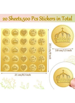 Chinco 500 Pieces Gold Embossed Envelope Seals Stickers Adhesive Seal Stickers Vintage Embossed Foil Certificate Seal Plant Diy Labels For Wedding Invitations Envelopes 5 Patterns (Elegant Style)  - Image 3