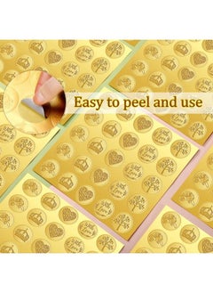 Chinco 500 Pieces Gold Embossed Envelope Seals Stickers Adhesive Seal Stickers Vintage Embossed Foil Certificate Seal Plant Diy Labels For Wedding Invitations Envelopes 5 Patterns (Elegant Style)  - Image 4