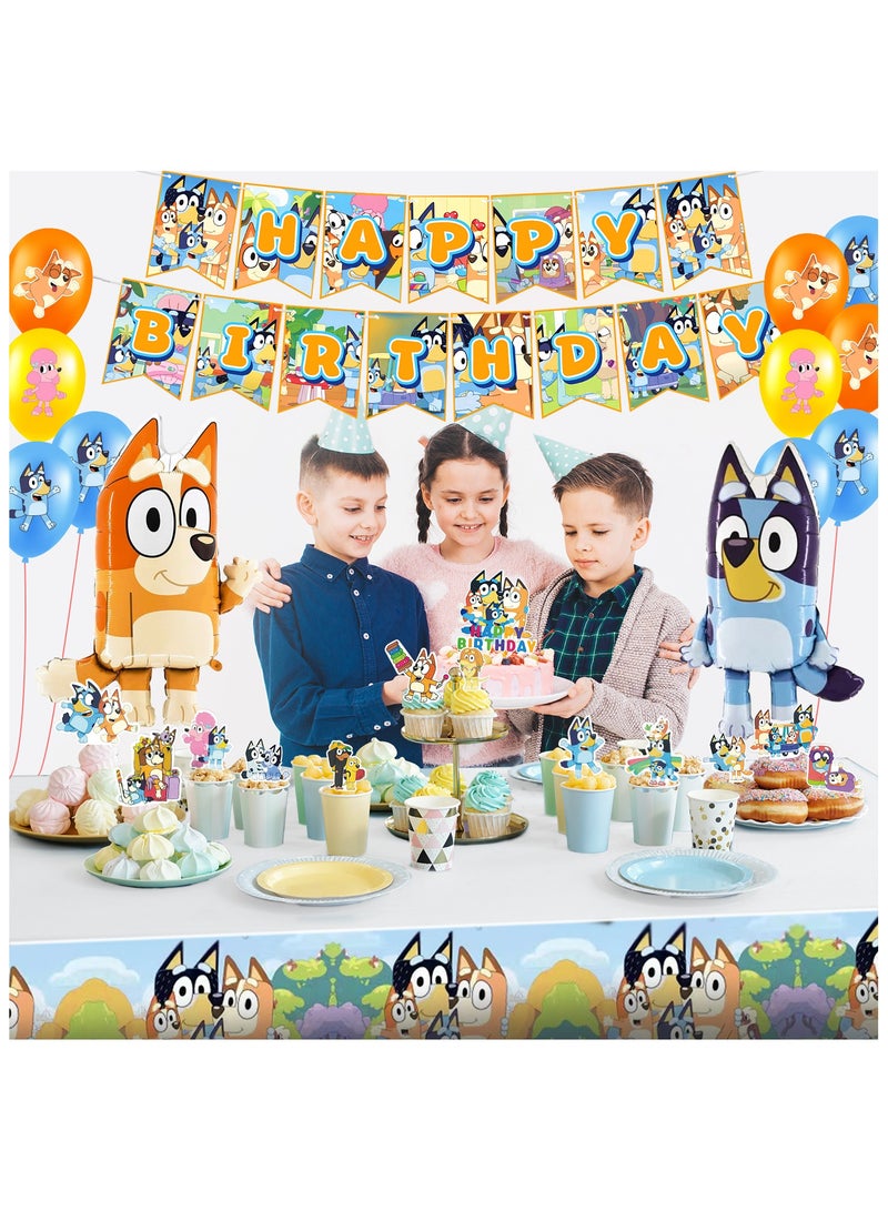 ILovhaprty Bluey Party Decorations, Bluey Birthday Decorations - 29 Pcs Bluey Party Balloons & Bluey Birthday Banners Cake Decorations Tablecloths and other Bluey Birthday Party Decorations - Image 4