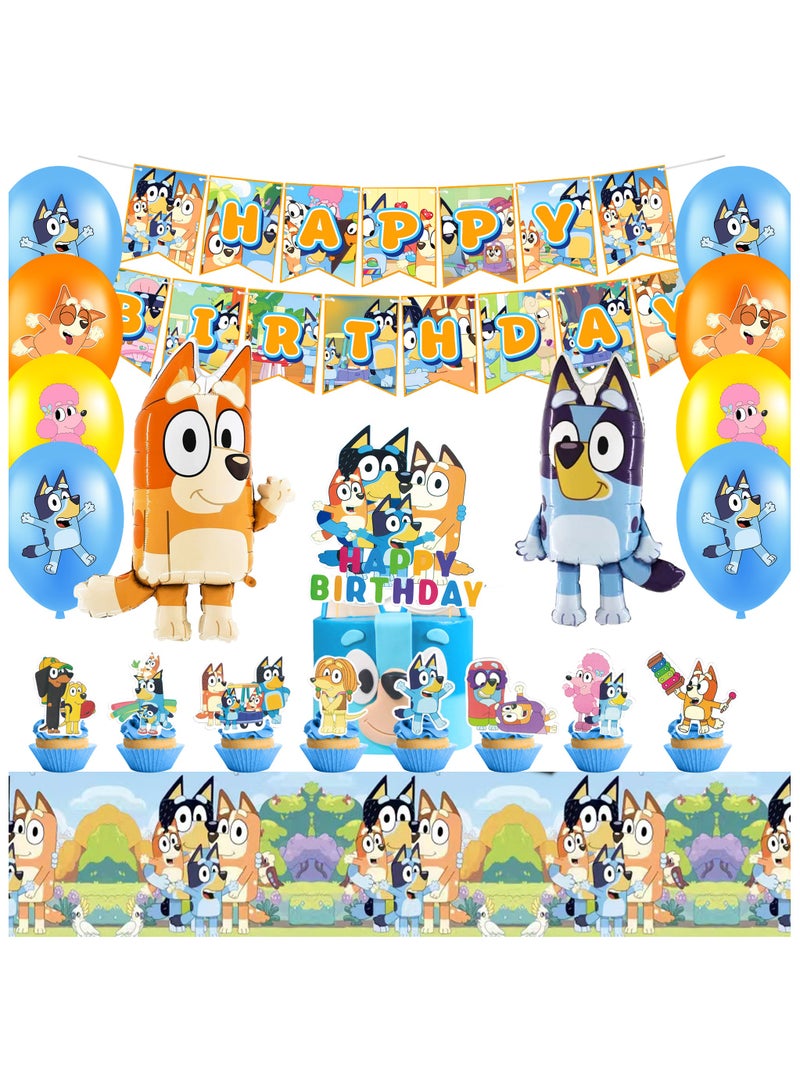 ILovhaprty Bluey Party Decorations, Bluey Birthday Decorations - 29 Pcs Bluey Party Balloons & Bluey Birthday Banners Cake Decorations Tablecloths and other Bluey Birthday Party Decorations - Image 1