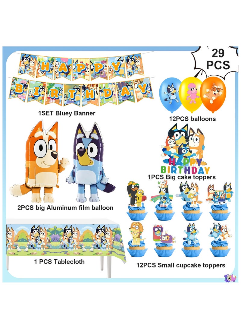 ILovhaprty Bluey Party Decorations, Bluey Birthday Decorations - 29 Pcs Bluey Party Balloons & Bluey Birthday Banners Cake Decorations Tablecloths and other Bluey Birthday Party Decorations - Image 2