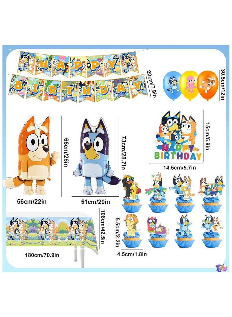 ILovhaprty Bluey Party Decorations, Bluey Birthday Decorations - 29 Pcs Bluey Party Balloons & Bluey Birthday Banners Cake Decorations Tablecloths and other Bluey Birthday Party Decorations - Image 3