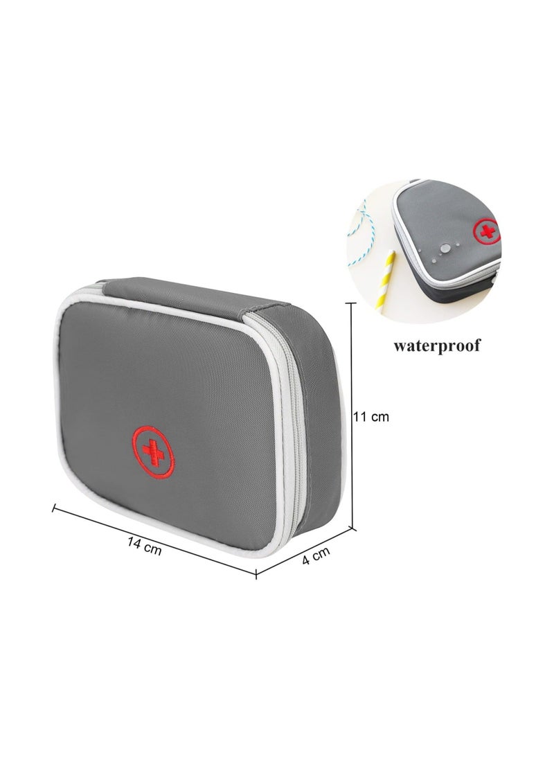 Y&D - 2 Pcs Portable Mini First Aid Pouch Empty Travel Medicine Bag Double Zippers Handy Pills Pocket for Office Home Vehicle Beach Emergency Zipper Small Size - Image 1