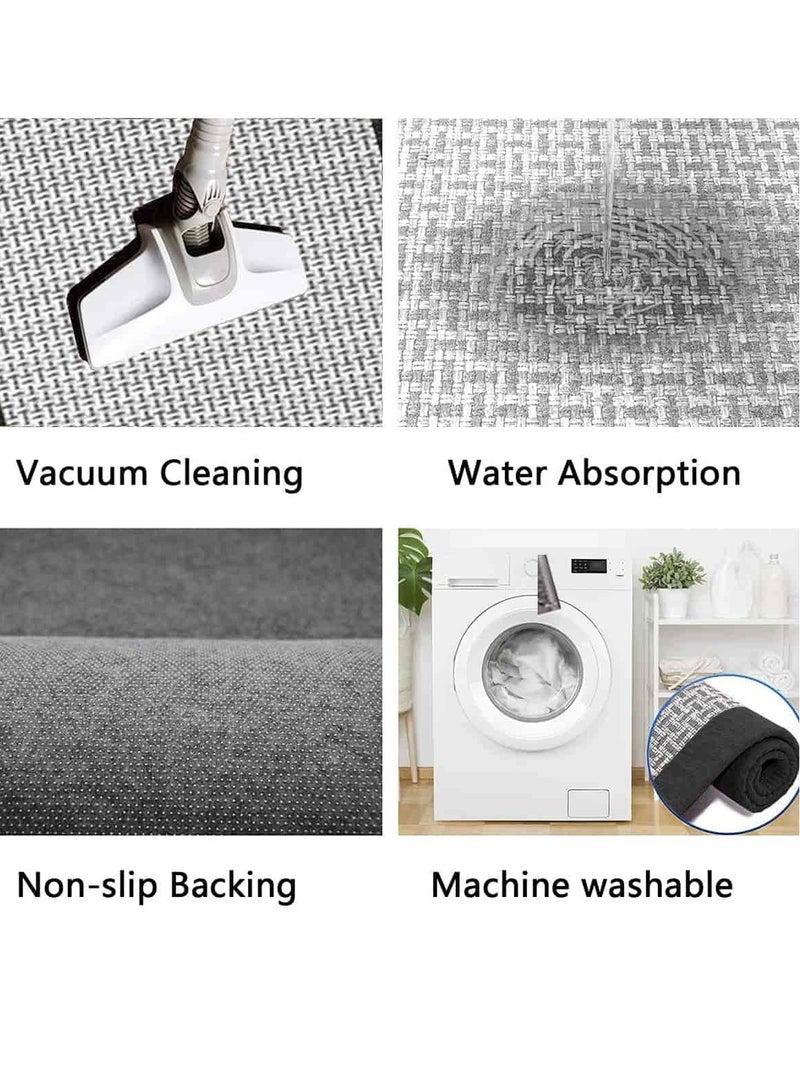 Anmi 2-Piece Non-Slip Washable Kitchen Rug Set - Absorbent Woven Natural Rubber Mat for Kitchen, Sink Front, Hallway, Laundry Room - 50x80cm + 50x120cm Anti-Slip Floor Mats - Image 5