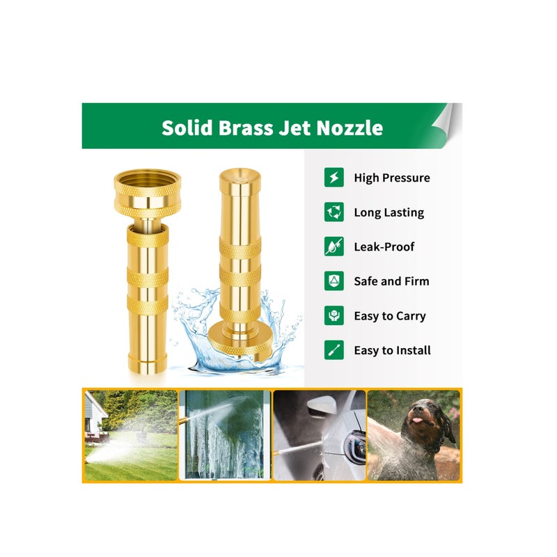Zikra Brass Hose Nozzle, High Pressure Jet Nozzles 2 Pack, Heavy Duty Sprayer for Garden Hoses, Adjustable Spray Gun, Solid Twist Water Hose Nozzle for Patio, Lawn, Car Wash, Extra 6 Rubber Washers - Image 3