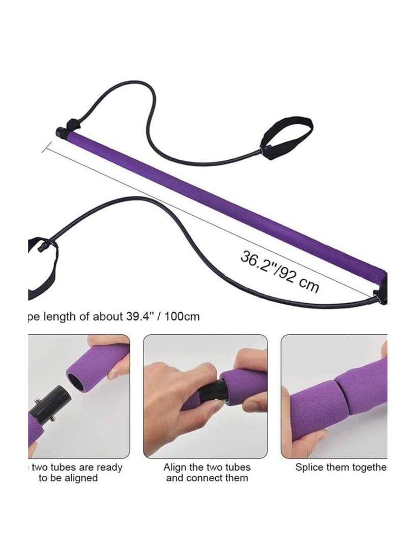 سبال شريط مقاومة بيلاتيس، عصا بيلاتيس، للاستخدام في صالة الألعاب الرياضية المنزلية، والتمرين، واللياقة البدنية، واليوغا - Image 3