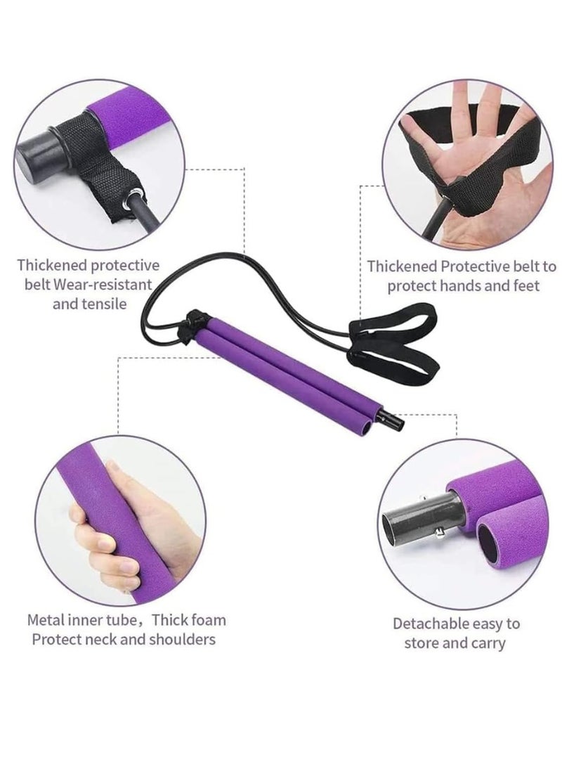 سبال شريط مقاومة بيلاتيس، عصا بيلاتيس، للاستخدام في صالة الألعاب الرياضية المنزلية، والتمرين، واللياقة البدنية، واليوغا - Image 4