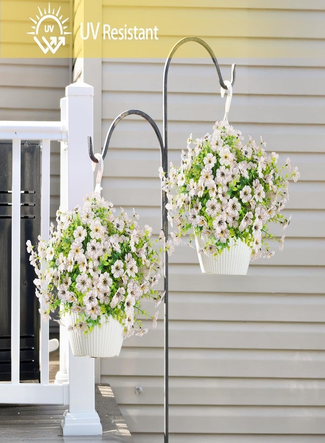 ATTGREAT 12 Bundles Artificial Flowers Outdoor UV Resistant Fake Flowers Plants Faux Plnats Outside Plastic Flower Bulk for Spring Garden Hanging Planter Home Vase Decor, White - Image 2