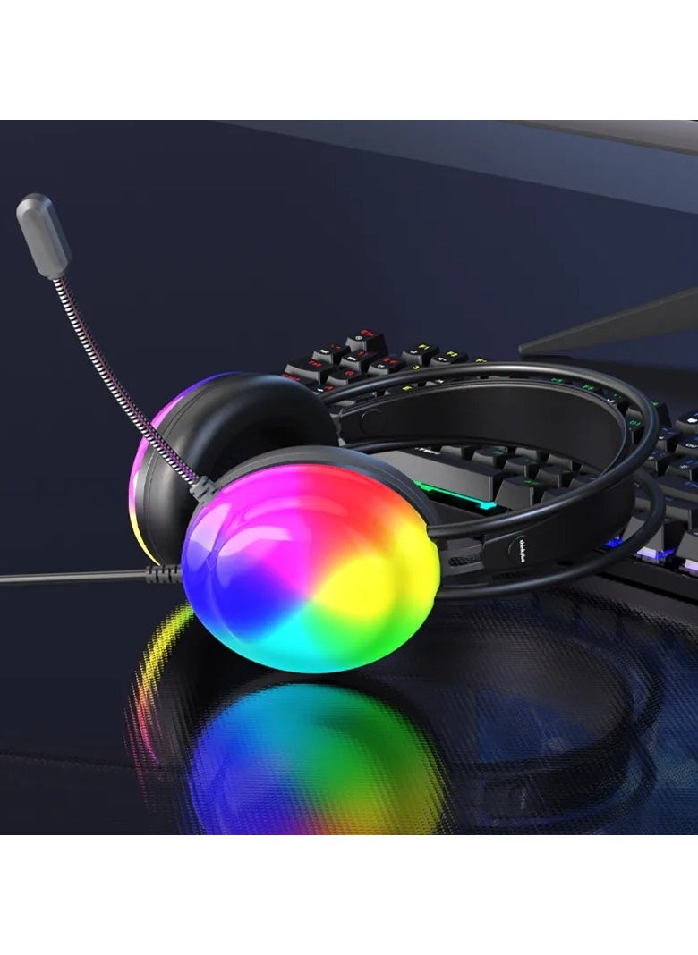 Generic - Gaming Headset with Microphone, Lenovo thinkplus G86A Ultra-Light Wired Headphones Compatible with PS4 PS5 Xbox One PC Laptop,3.5mm Stereo Surround Sound Headset with RGB Flowing Light, Black - Image 1