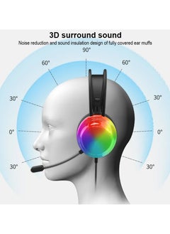 Generic Gaming Headset with Microphone, Lenovo thinkplus G86A Ultra-Light Wired Headphones Compatible with PS4 PS5 Xbox One PC Laptop,3.5mm Stereo Surround Sound Headset with RGB Flowing Light, Black  - Image 3