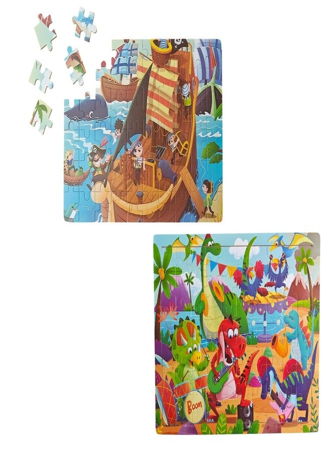 IndusBay® Set of 2, Jigsaw Puzzles for Kids 60 Pieces Per Puzzle, Multi Cartoon Theme Children Learning Preschool Educational Toys for Boys and Girls, Multicolor - Image 1