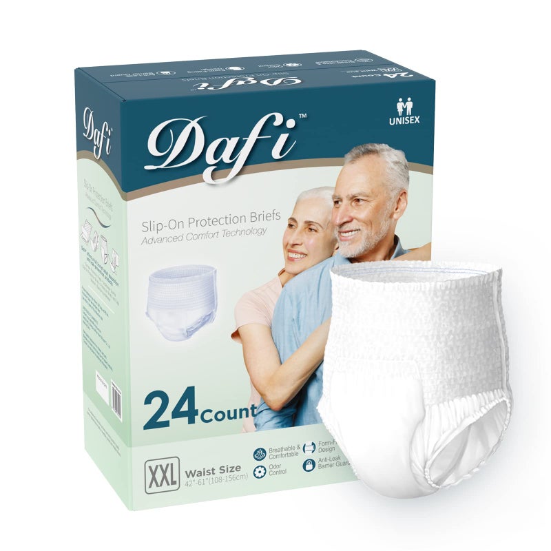 DAFI Adult Incontinence Underwear for Women Men XXL24 Count Overnight Bladder Control Underwear Disposable Pull Ups SlipOn Protection Briefs - Image 3