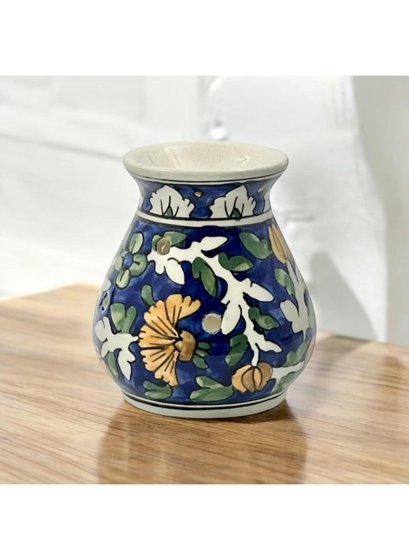 Backspace Backspace Handpainted Ceramic Round Shaped Aroma Diffuser Blue Aroma Oil Burner for Aromatherapy Home Decor and Fragrance 45 Inches  - Image 4
