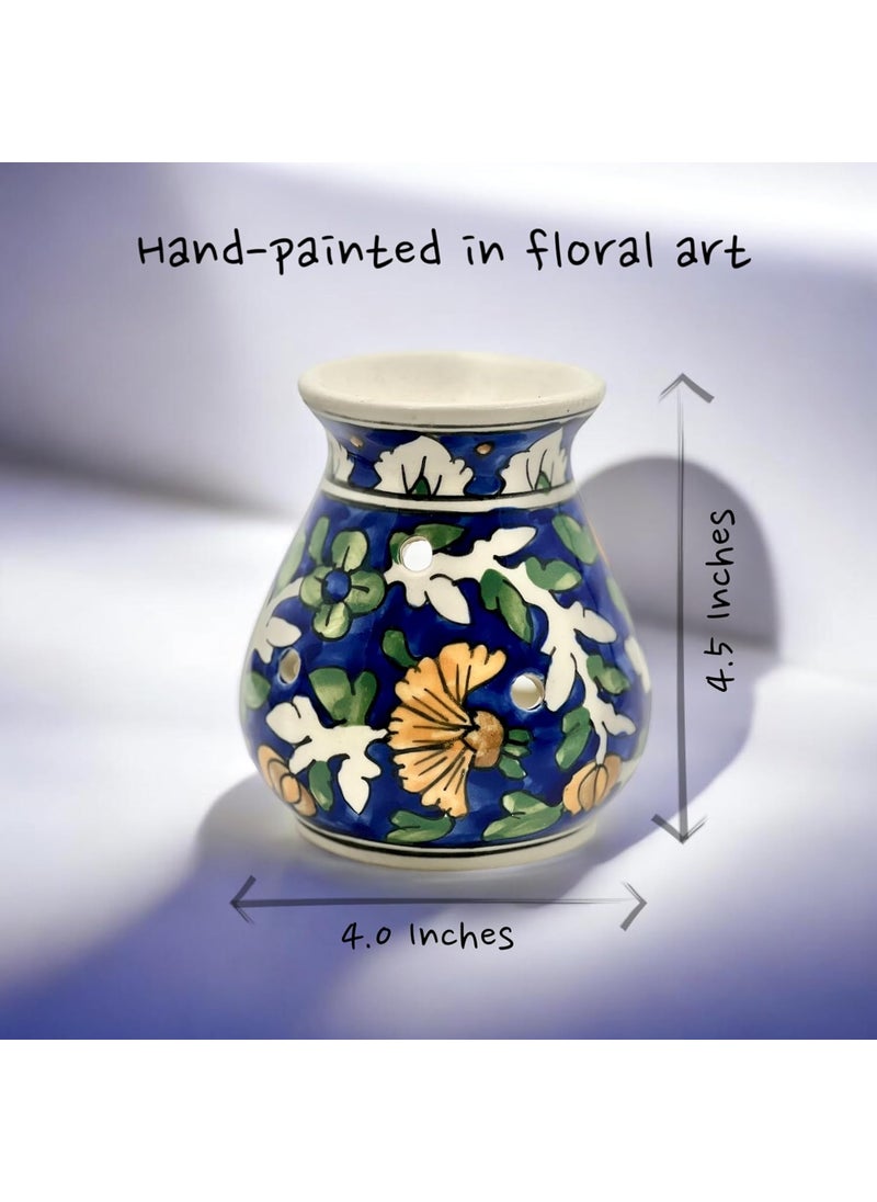 Backspace Backspace Handpainted Ceramic Round Shaped Aroma Diffuser Blue Aroma Oil Burner for Aromatherapy Home Decor and Fragrance 45 Inches  - Image 2