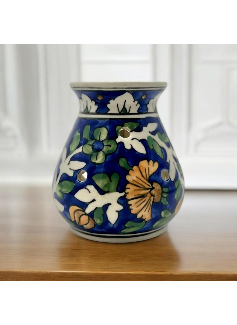 Backspace Backspace Handpainted Ceramic Round Shaped Aroma Diffuser Blue Aroma Oil Burner for Aromatherapy Home Decor and Fragrance 45 Inches  - Image 5