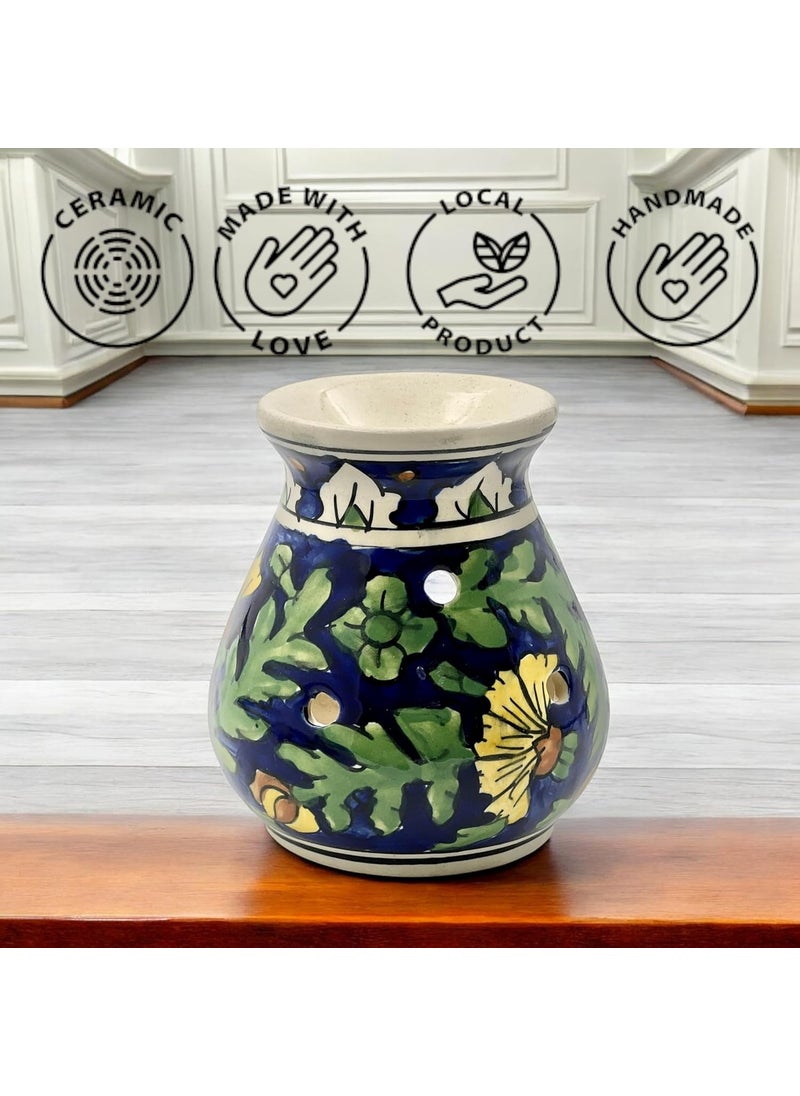 Backspace Backspace Handpainted Ceramic Round Shaped Aroma Diffuser Blue Aroma Oil Burner for Aromatherapy Home Decor and Fragrance 45 Inches  - Image 3