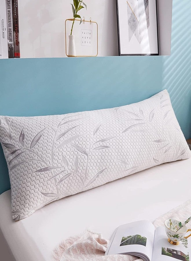 WhatsBedding وسادة واتس بيدينج المبردة للجسم من الخيزران للبالغين، وسادة طويلة من إسفنج الذاكرة للنوم على الجانب، حشوة من إسفنج الذاكرة الممزق + غطاء من الخيزران قابل للإزالة بسحاب، رمادي - Image 5