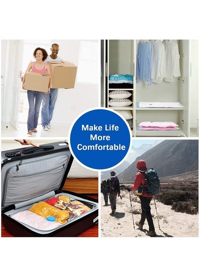 سكاي تاتش أكياس تخزين مفرغة من الهواء، 6 قطع لكل عبوة مع مضخة شفط، 70×100 سم، أكياس ضغط قابلة لإعادة الاستخدام لتوفير المساحة لتعبئة الملابس والفراش للسفر - Image 5