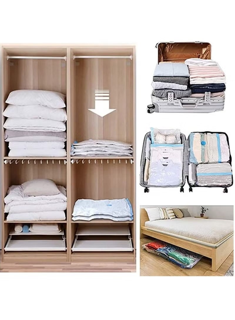 سكاي تاتش أكياس تخزين مفرغة من الهواء، 6 قطع لكل عبوة مع مضخة شفط، 70×100 سم، أكياس ضغط قابلة لإعادة الاستخدام لتوفير المساحة لتعبئة الملابس والفراش للسفر - Image 2