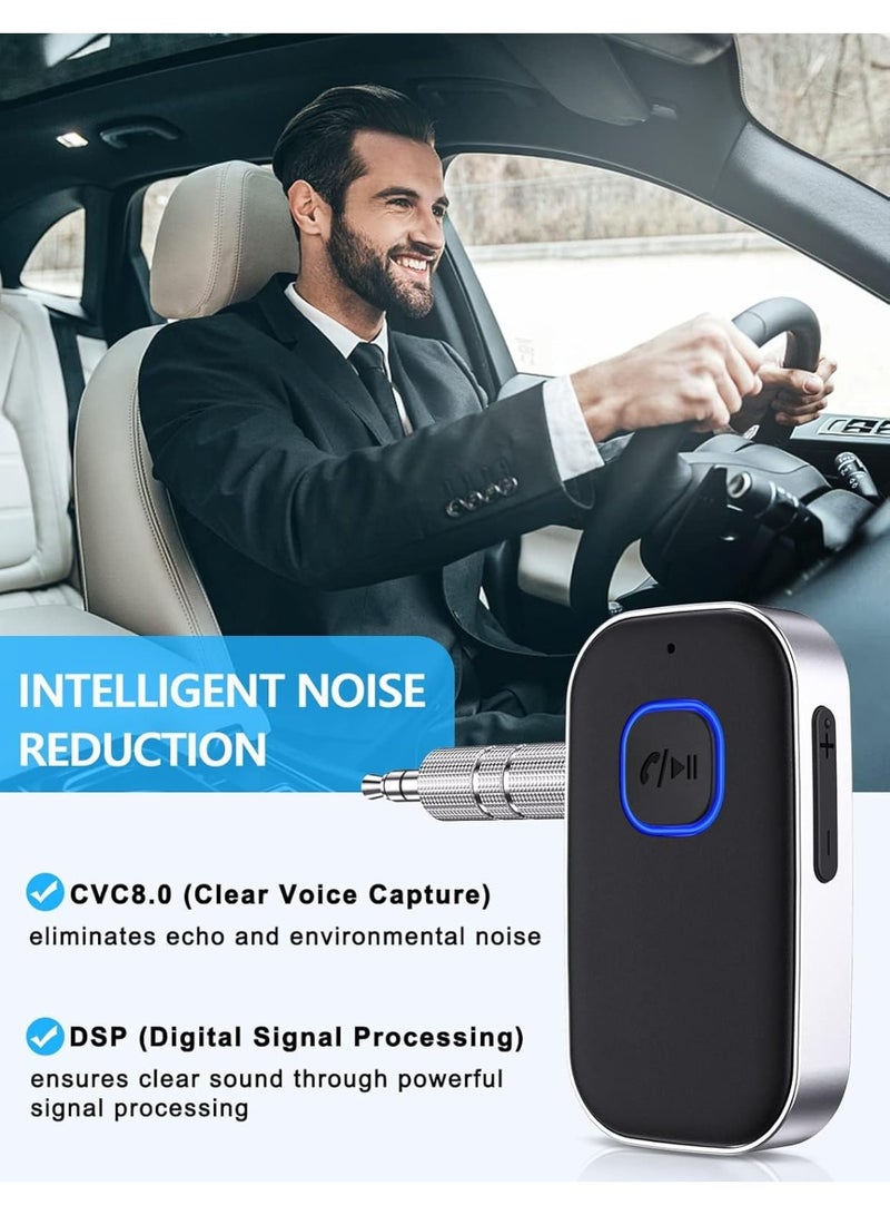 Beauty beast ﻿ Beauty beast Bluetooth Receiver for Car, Noise Cancelling 3.5mm AUX Bluetooth Car Adapter, for Home Stereo/Wired Headphones, Hands-Free Call, 16H Battery Life (Squre, Black+Silver) - Image 4
