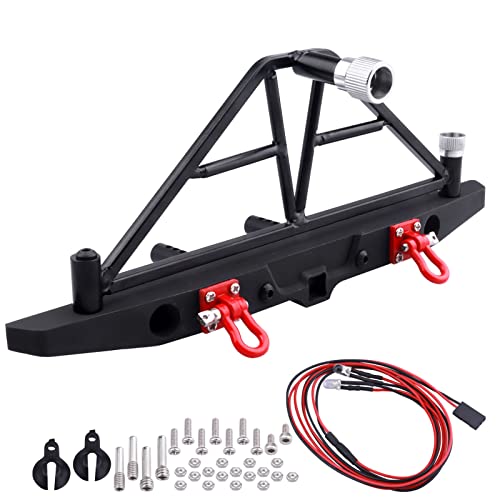 FriHobby 110 RC Crawler Front Bumper Mounts Set Metal wWinch 5mm LED White Lights for TRX4 Axial SCX10 II 90046 SCX10 III AXI03007 Redcat Gen 7 - Image 1