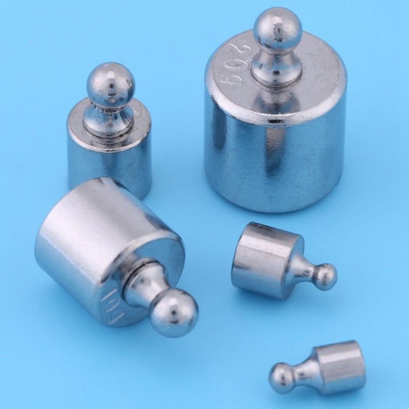 Calibration Weights 5-Spec Conjoined Cylindrical Set - Glossy Chrome Plated Corrosion Resistant Precision Test Kit for Laboratory Industrial Educational Measurement - Image 5
