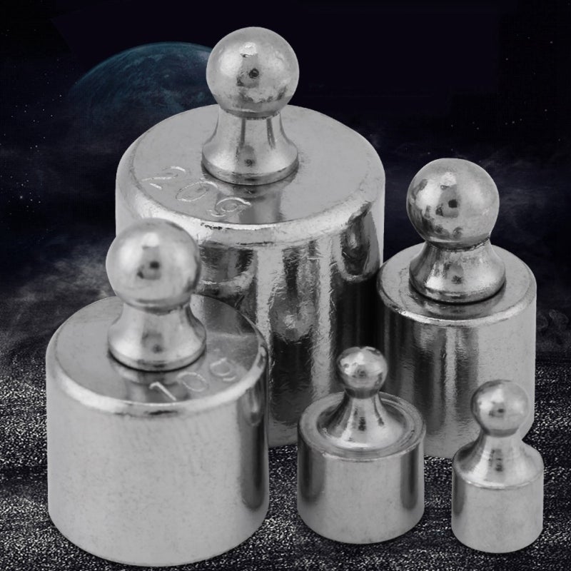 Calibration Weights 5-Spec Conjoined Cylindrical Set - Glossy Chrome Plated Corrosion Resistant Precision Test Kit for Laboratory Industrial Educational Measurement - Image 4