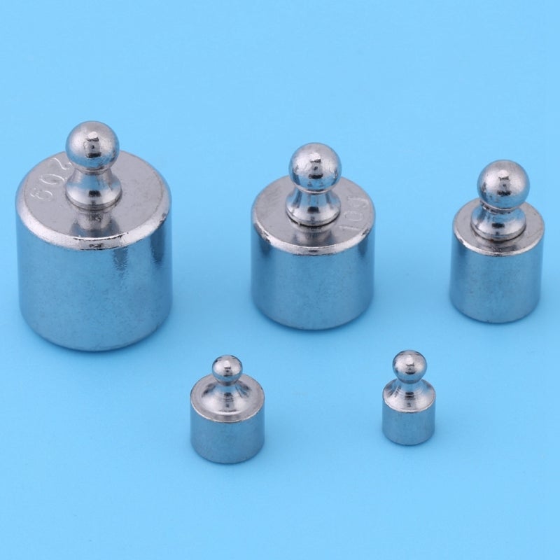 Calibration Weights 5-Spec Conjoined Cylindrical Set - Glossy Chrome Plated Corrosion Resistant Precision Test Kit for Laboratory Industrial Educational Measurement - Image 3