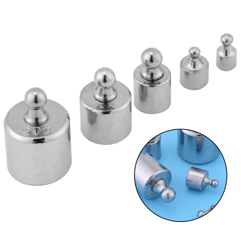 Calibration Weights 5-Spec Conjoined Cylindrical Set - Glossy Chrome Plated Corrosion Resistant Precision Test Kit for Laboratory Industrial Educational Measurement - Image 1