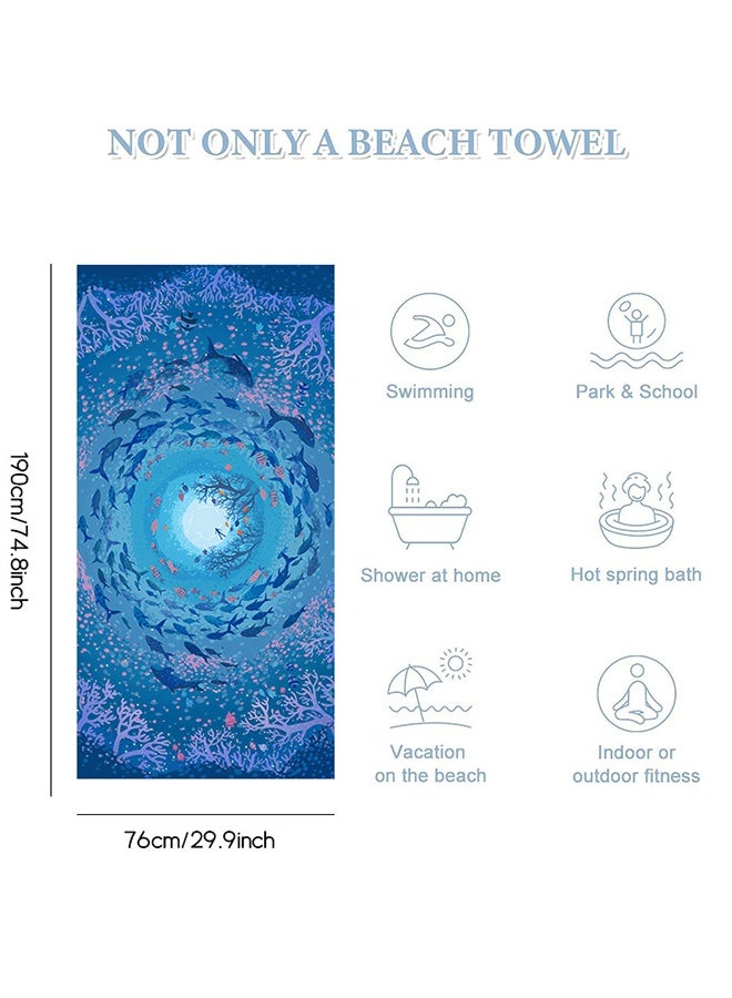 Polish'D Magnetic Beach Towel - 74.8"x30" Sand Free Quick Dry Microfiber Towel with Built-in Magnets Lightweight for Beach Chair Car Door Pool Travel Camping Yoga - Image 2