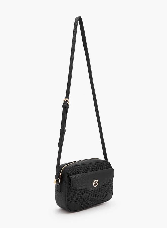 Celeste Monogram Embossed Crossbody Bag With Zip Closure