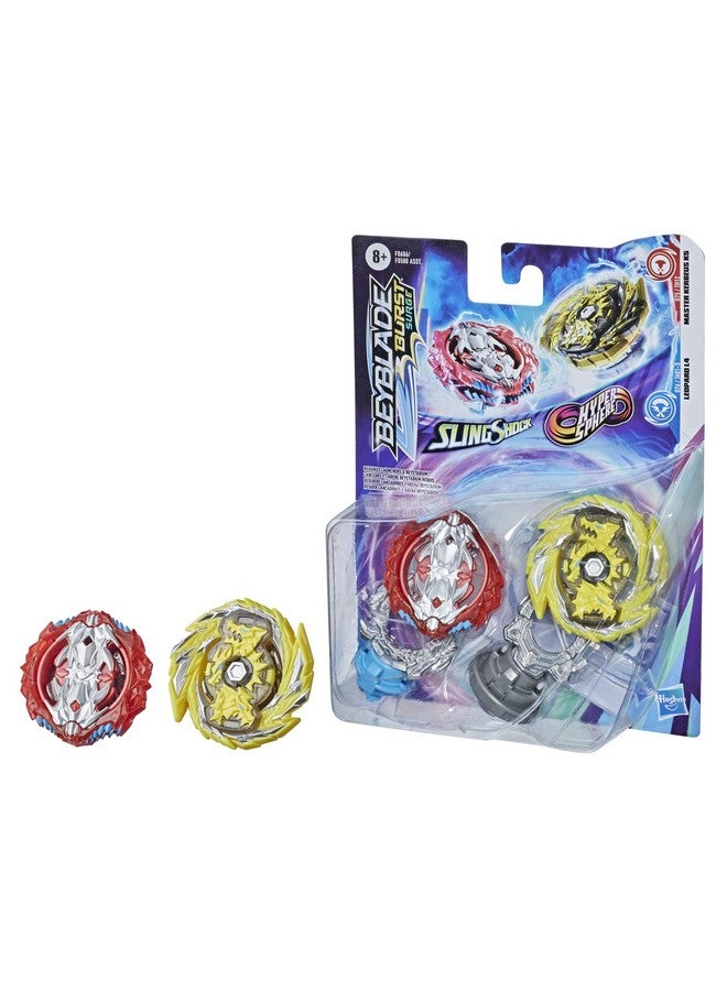 BeyBlade باي بليد بيرست سيرج دوال كولكشن باك هايبرسفير ماستر كيربيوس K5 و سلاينغ شوك ليوبارد L4 ألعاب دوّارة - 2 ألعاب قتال دوّارة - Image 4