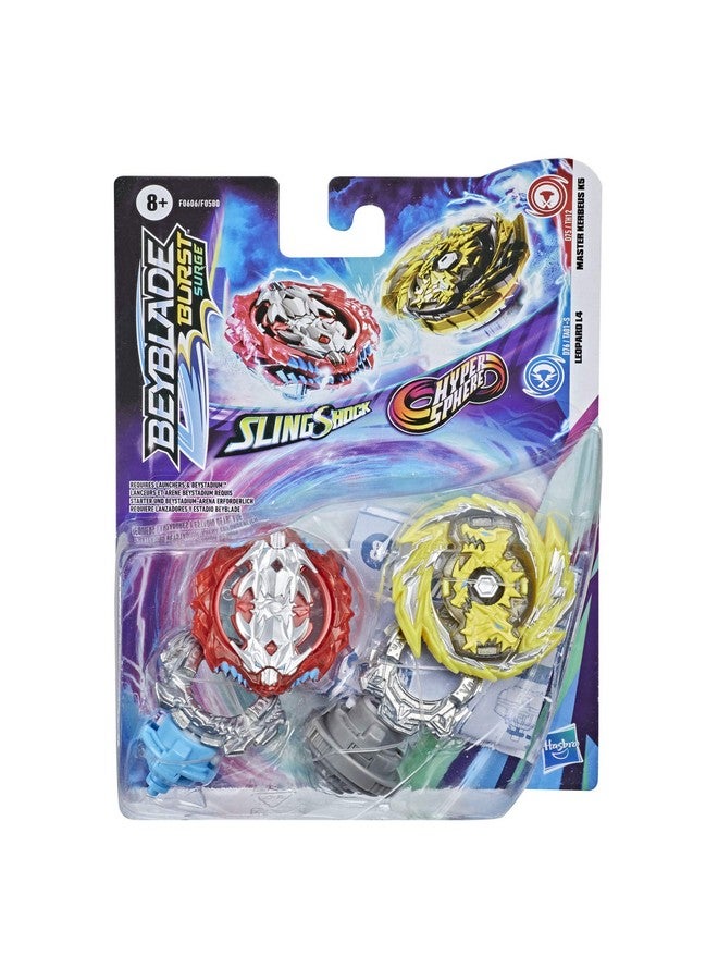 BeyBlade باي بليد بيرست سيرج دوال كولكشن باك هايبرسفير ماستر كيربيوس K5 و سلاينغ شوك ليوبارد L4 ألعاب دوّارة - 2 ألعاب قتال دوّارة - Image 2