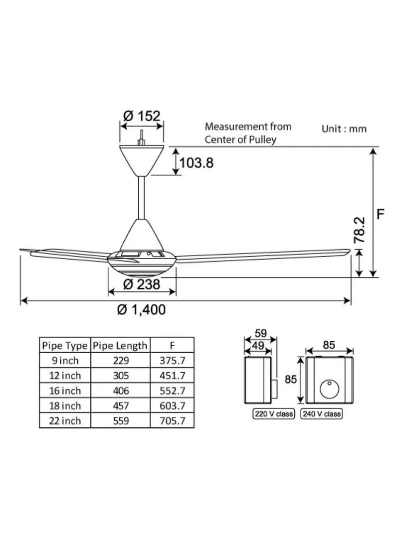 KDK Ceiling Fan 56 3 Blade White X56XG - Image 3