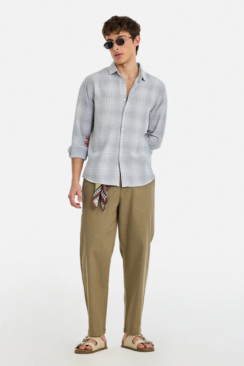 سنيتش Khaki Solid Relaxed Casual Trousers