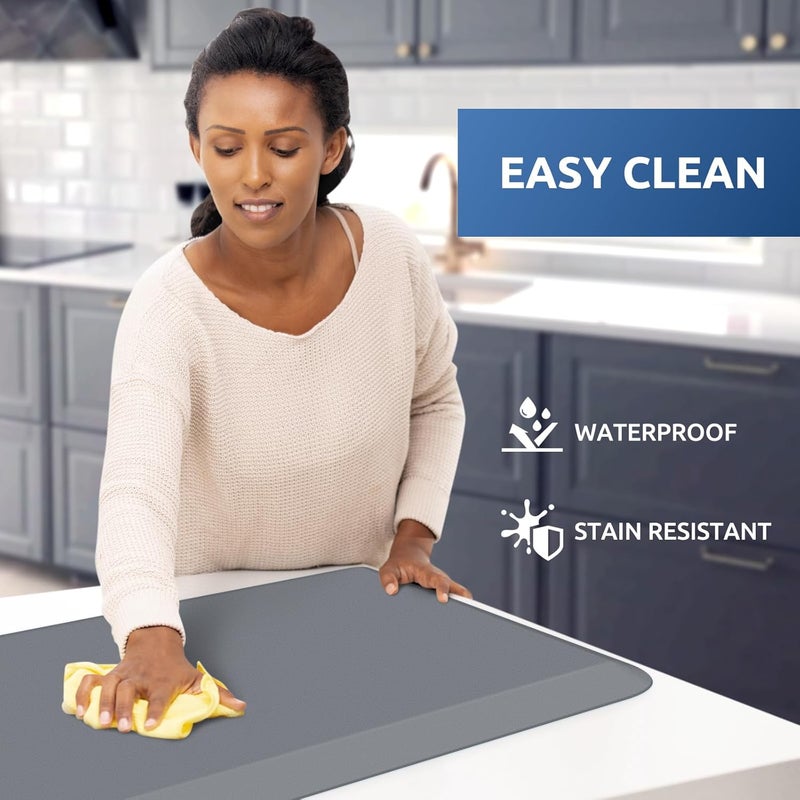 KitchenClouds Kitchen Mat Cushioned Anti Fatigue Kitchen Rug Non Slip Standing Mat Comfort Floor Mats for Sink Office (17.3"x 28"-0.8inch, Grey) - Image 3