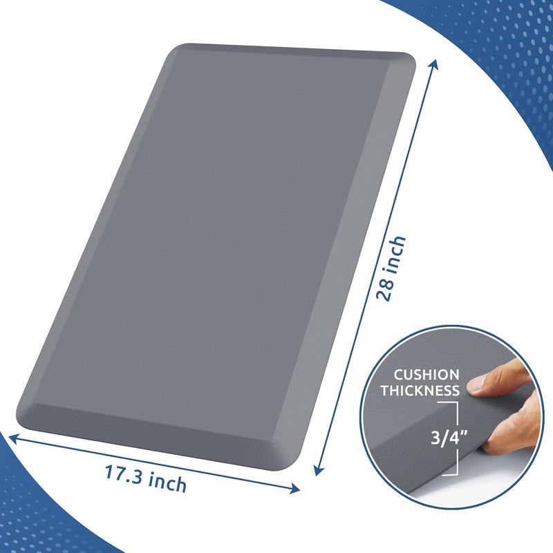 KitchenClouds Kitchen Mat Cushioned Anti Fatigue Kitchen Rug Non Slip Standing Mat Comfort Floor Mats for Sink Office (17.3"x 28"-0.8inch, Grey) - Image 2