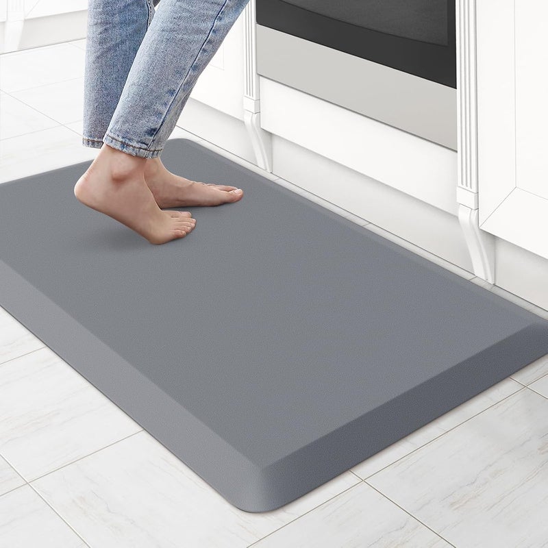 KitchenClouds Kitchen Mat Cushioned Anti Fatigue Kitchen Rug Non Slip Standing Mat Comfort Floor Mats for Sink Office (17.3"x 28"-0.8inch, Grey) - Image 1