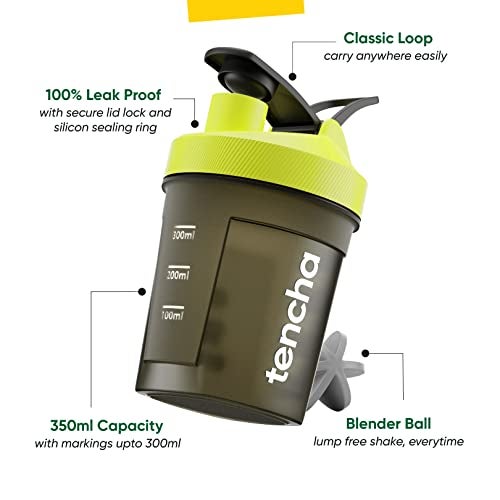 Tencha Plastic Gym Shaker With Mixer Ball | Shaker For Pre-Post Workout & Protein Shake | Leak Proof | 100% Reusable | Bpa Free (Pack Of One), 300 ML, Multicolor - Image 2