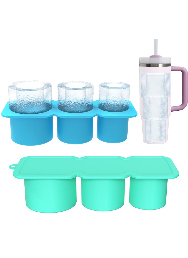 TEAM LUXURY - Stanley Ice Mold, Tumbler Ice Trays For Freezer With Lid, Silicone Round Ice Cube Mold For 40 Oz Tumbler Cup, Silicone Ice Cube Tray With Lid And Bin, Reusable Ice Cube Trays, Whiskey Ice Cubes Mold - Image 1