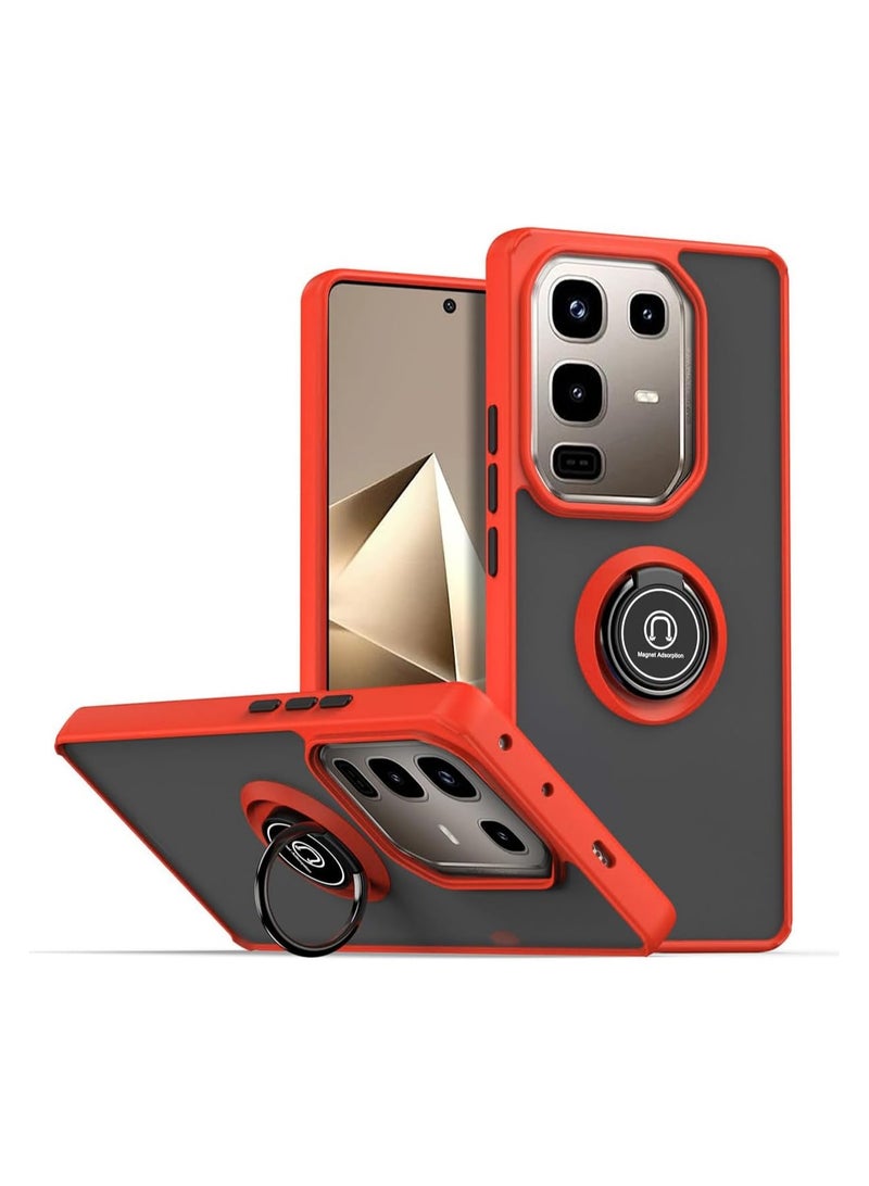 Compatible Infinix Note 50 Pro with Ring Holder PC +TPU Shockproof Bumper Case Matte Translucent Protective Case
