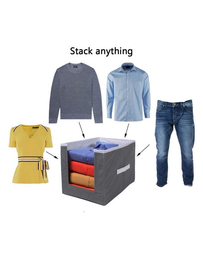 Shirt Stacker Wardrobe Organizer for Clothes Baby Cloths Kurtis Jeans Top's Trouser T-shirt Saree Cover Grey and White set of 4 Grey0020 - Image 2