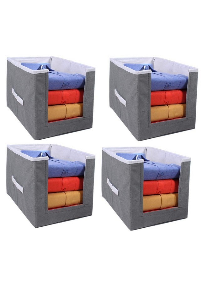 Shirt Stacker Wardrobe Organizer for Clothes Baby Cloths Kurtis Jeans Top's Trouser T-shirt Saree Cover Grey and White set of 4 Grey0020 - Image 1