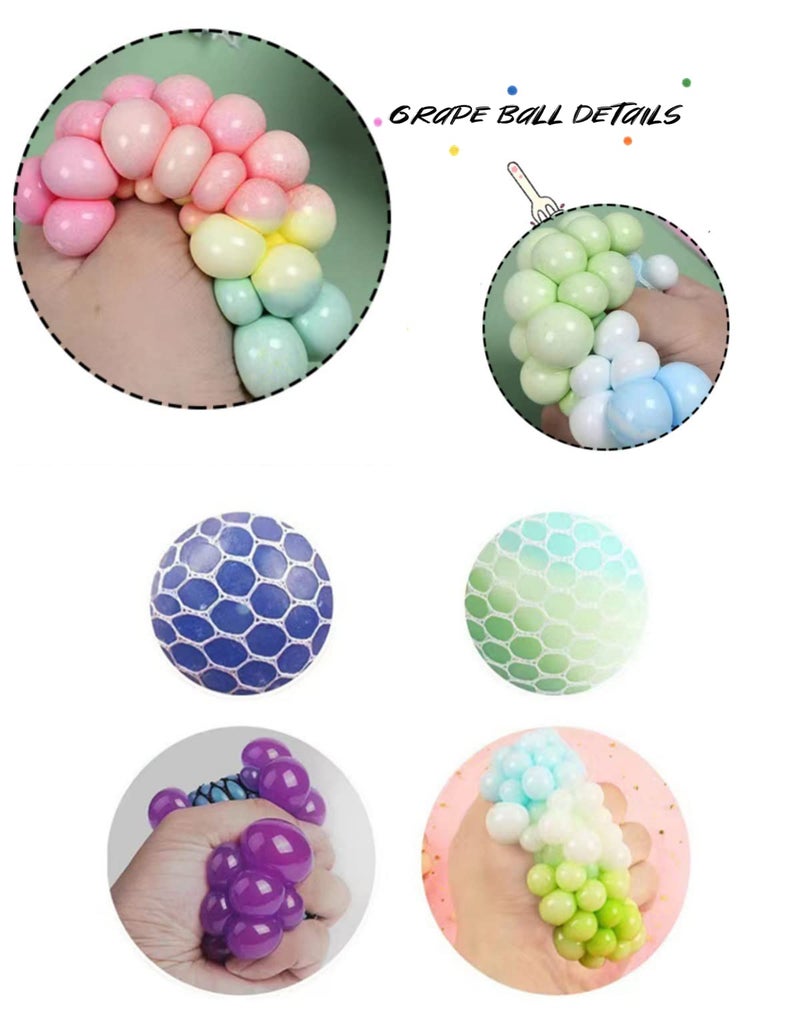 Dhjrefhhd 1Pcs Mix Colored Soft Grape Mesh Pressure Balls Squeeze Change Color Balls Stress Relieve Sensory Squishy Balls Hand Exercise Bouncy Balls (Blue) - Image 4